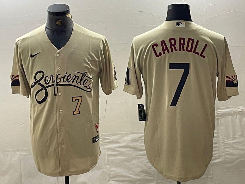 Men Arizona Diamondback #7 Carroll Cream Game Nike 2024 MLB Jersey